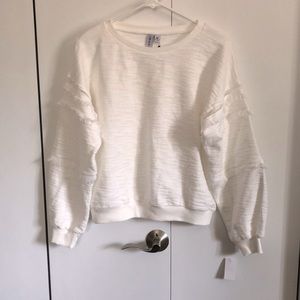 Womens fringe sleeve sweatshirt